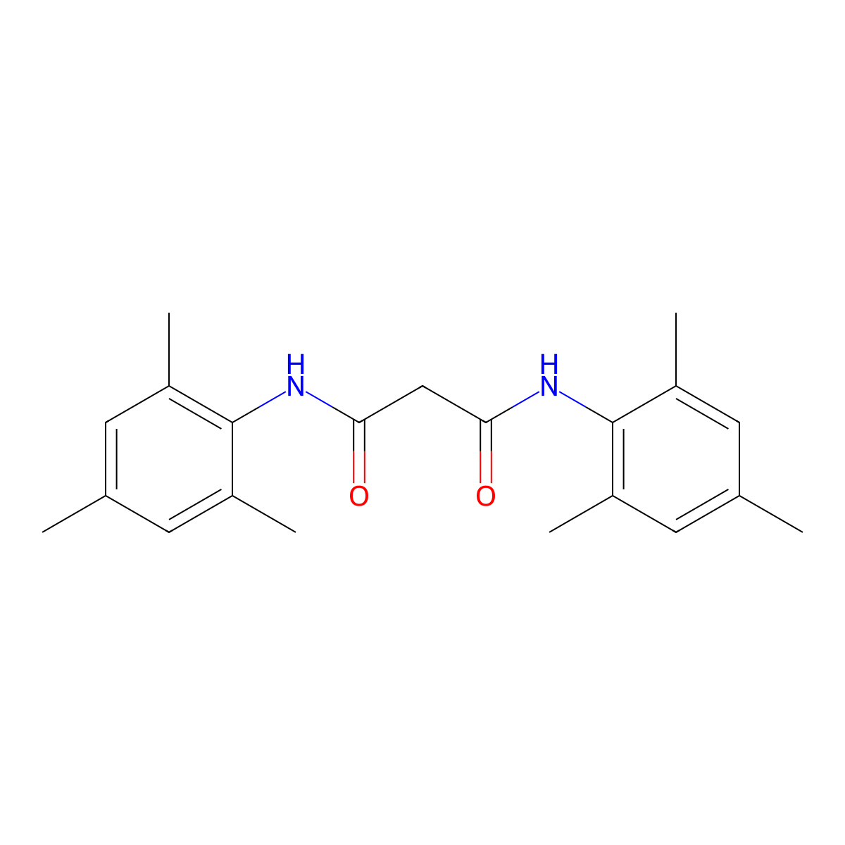 N,N'-bis(2,4,6-trimethylphenyl)propanediamide molecular structure, CAS 105678-72-6