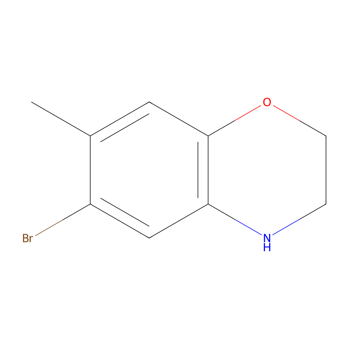 6-bromo-7-methyl-3,4-dihydro-2H-1,4-benzoxazine molecular structure, CAS 105679-24-1