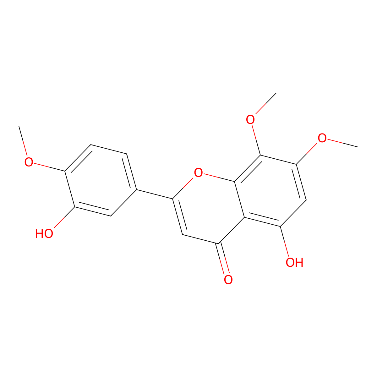 5-Hydroxy-2-(3-hydroxy-4-methoxy-phenyl)-7,8-dimethoxy-chromen-4-one molecular structure, CAS 10568-42-0
