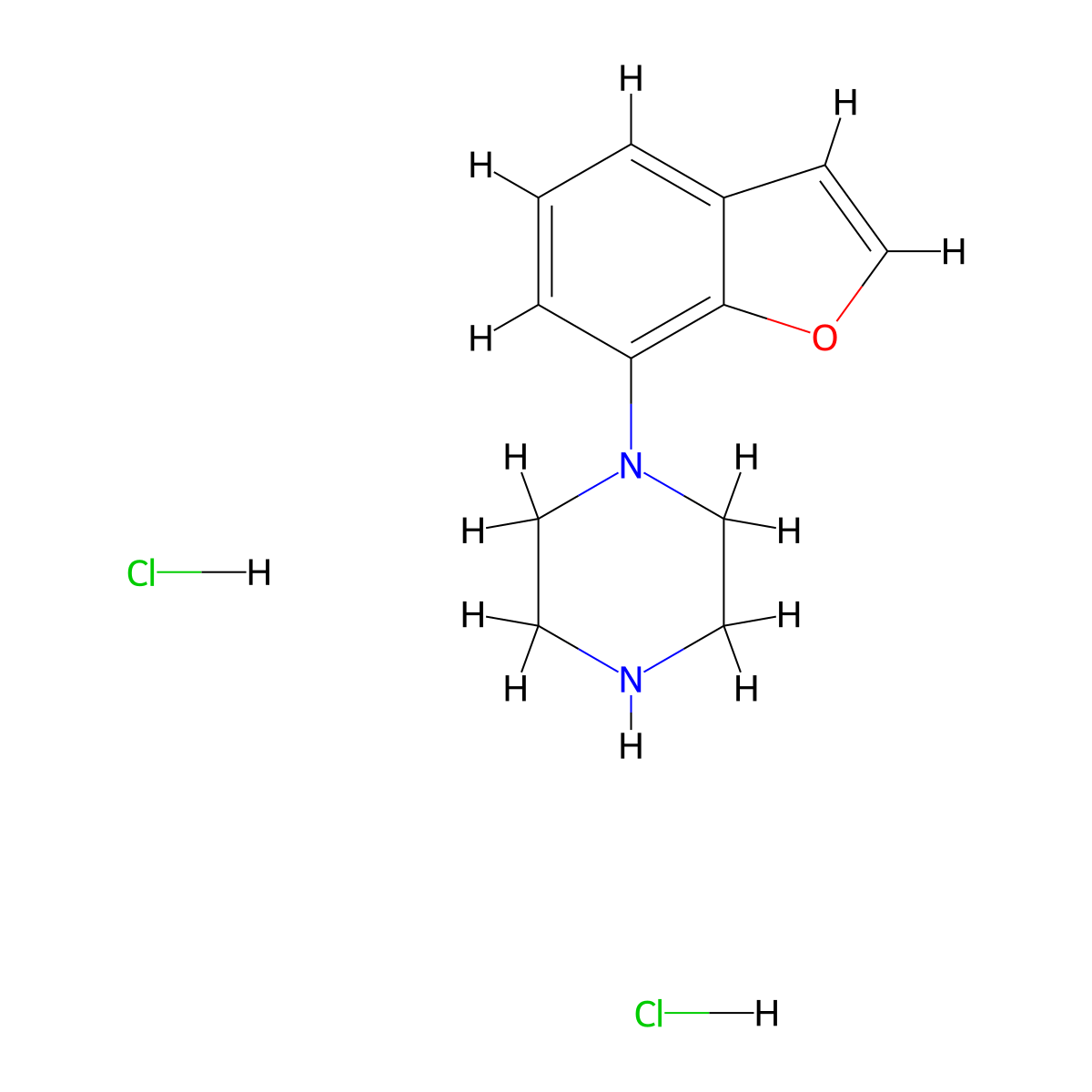 1-(1-Benzofuran-7-yl)piperazine dihydrochloride molecular structure, CAS 105684-36-4