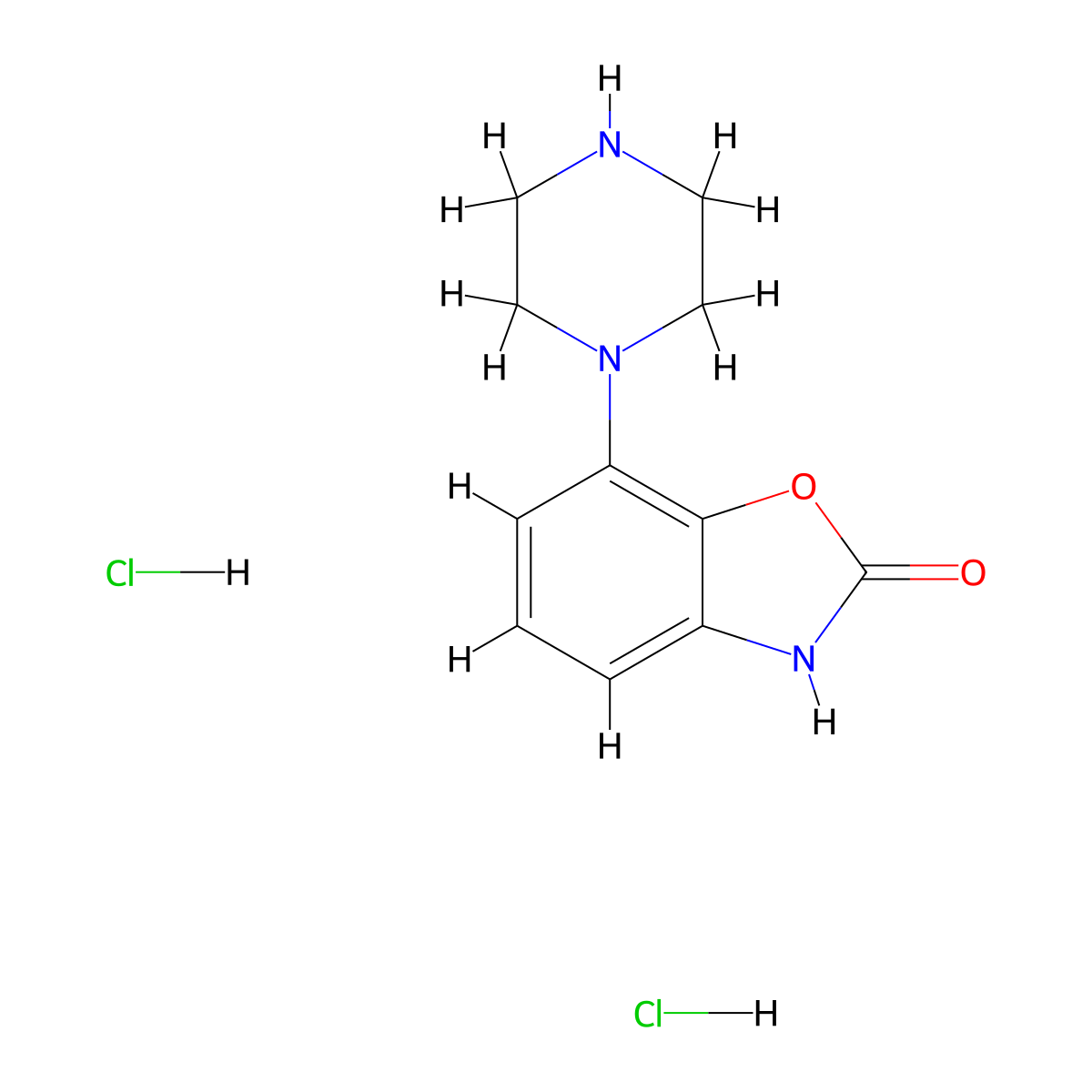 7-(Piperazin-1-yl)-2,3-dihydro-1,3-benzoxazol-2-one dihydrochloride molecular structure, CAS 105684-76-2