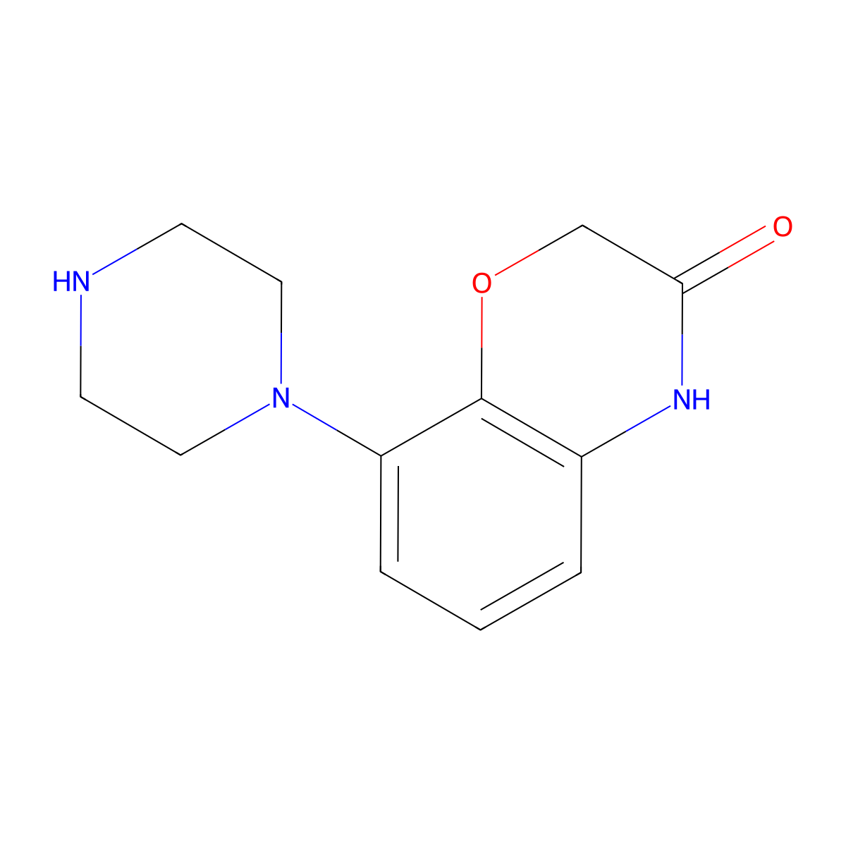 8-piperazin-1-yl-4H-benzo[1,4]oxazin-3-one molecular structure, CAS 105685-36-7