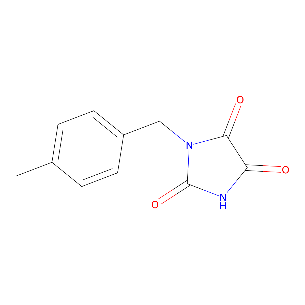 1-[(4-Methylphenyl)methyl]imidazolidine-2,4,5-trione molecular structure, CAS 105686-07-5
