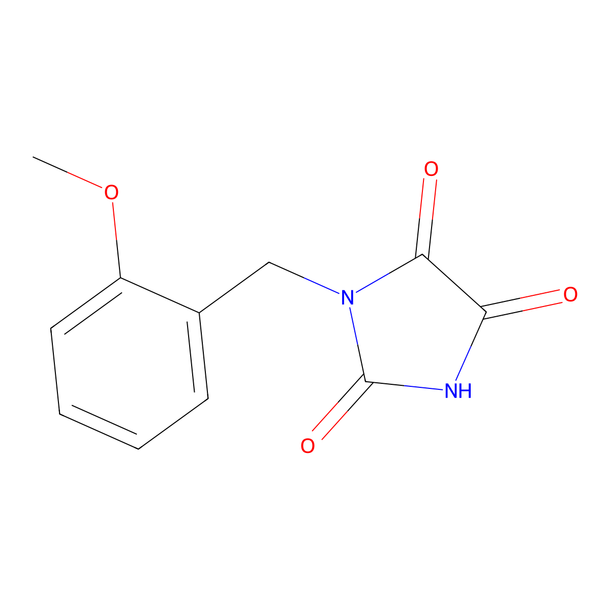 1-[(2-Methoxyphenyl)methyl]imidazolidine-2,4,5-trione molecular structure, CAS 105686-08-6