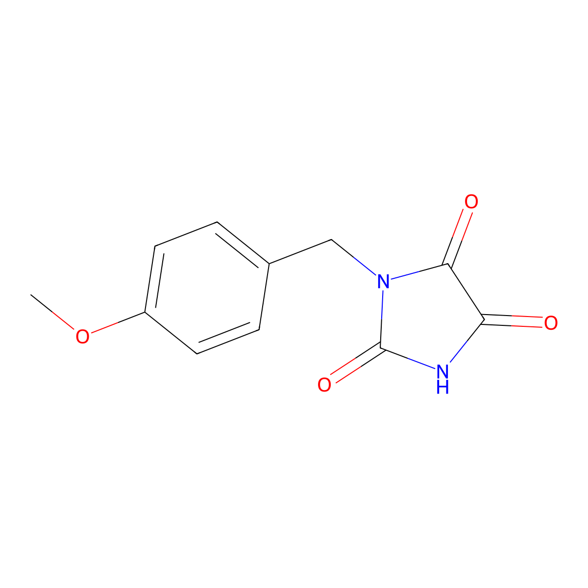 1-[(4-Methoxyphenyl)methyl]imidazolidine-2,4,5-trione molecular structure, CAS 105686-09-7