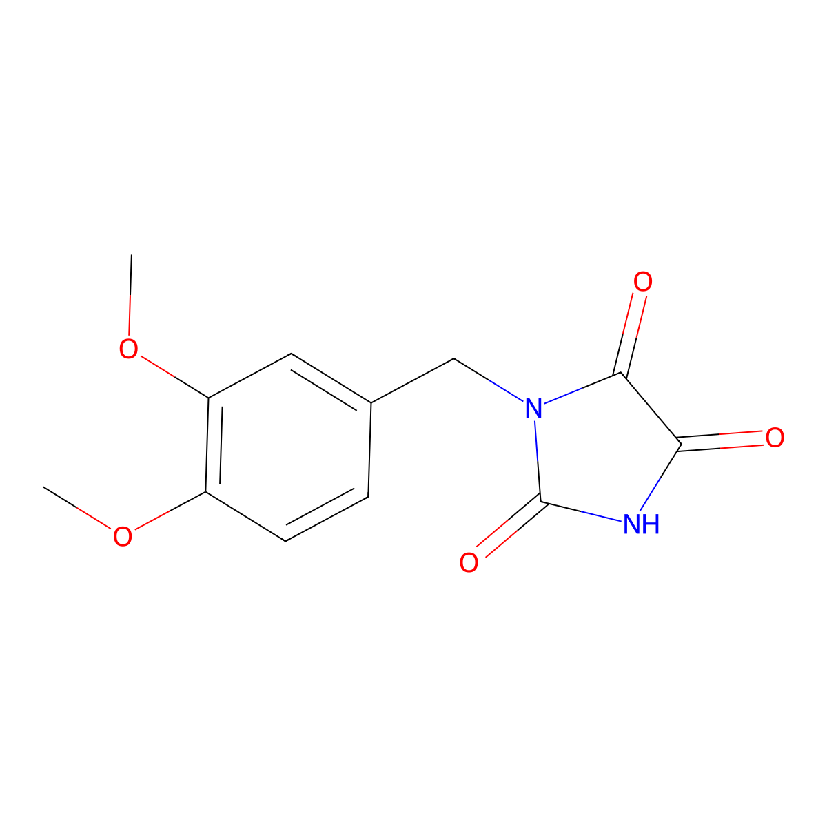 1-[(3,4-Dimethoxyphenyl)methyl]imidazolidine-2,4,5-trione molecular structure, CAS 105686-10-0