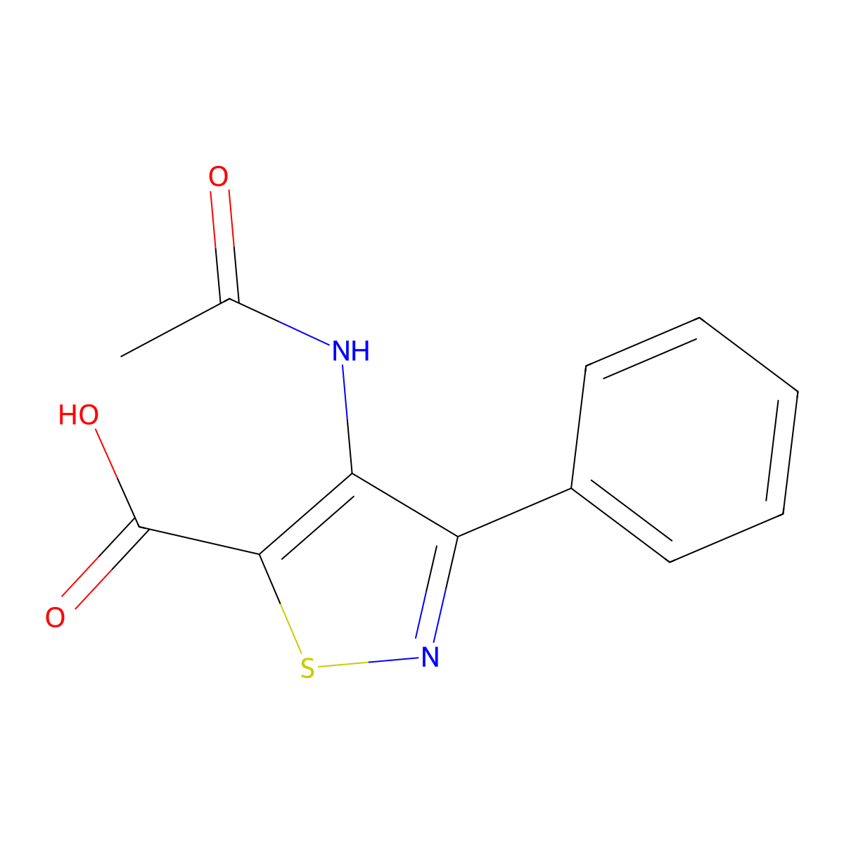 4-Acetamido-3-phenyl-1,2-thiazole-5-carboxylic acid molecular structure, CAS 105689-21-2