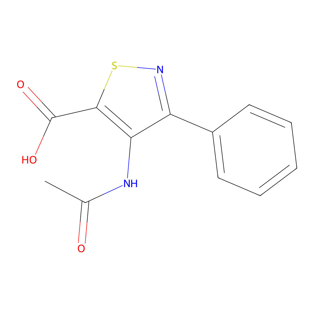 4-Acetamido-3-phenyl-1,2-thiazole-5-carboxylic acid molecular structure, CAS 105689-21-2