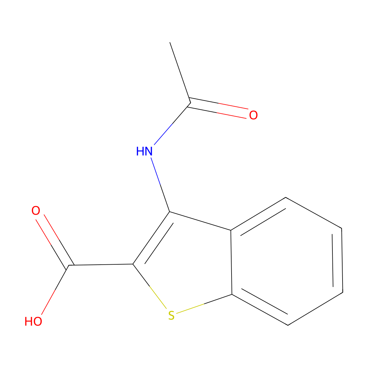 3-Acetamido-1-benzothiophene-2-carboxylic acid molecular structure, CAS 105689-30-3