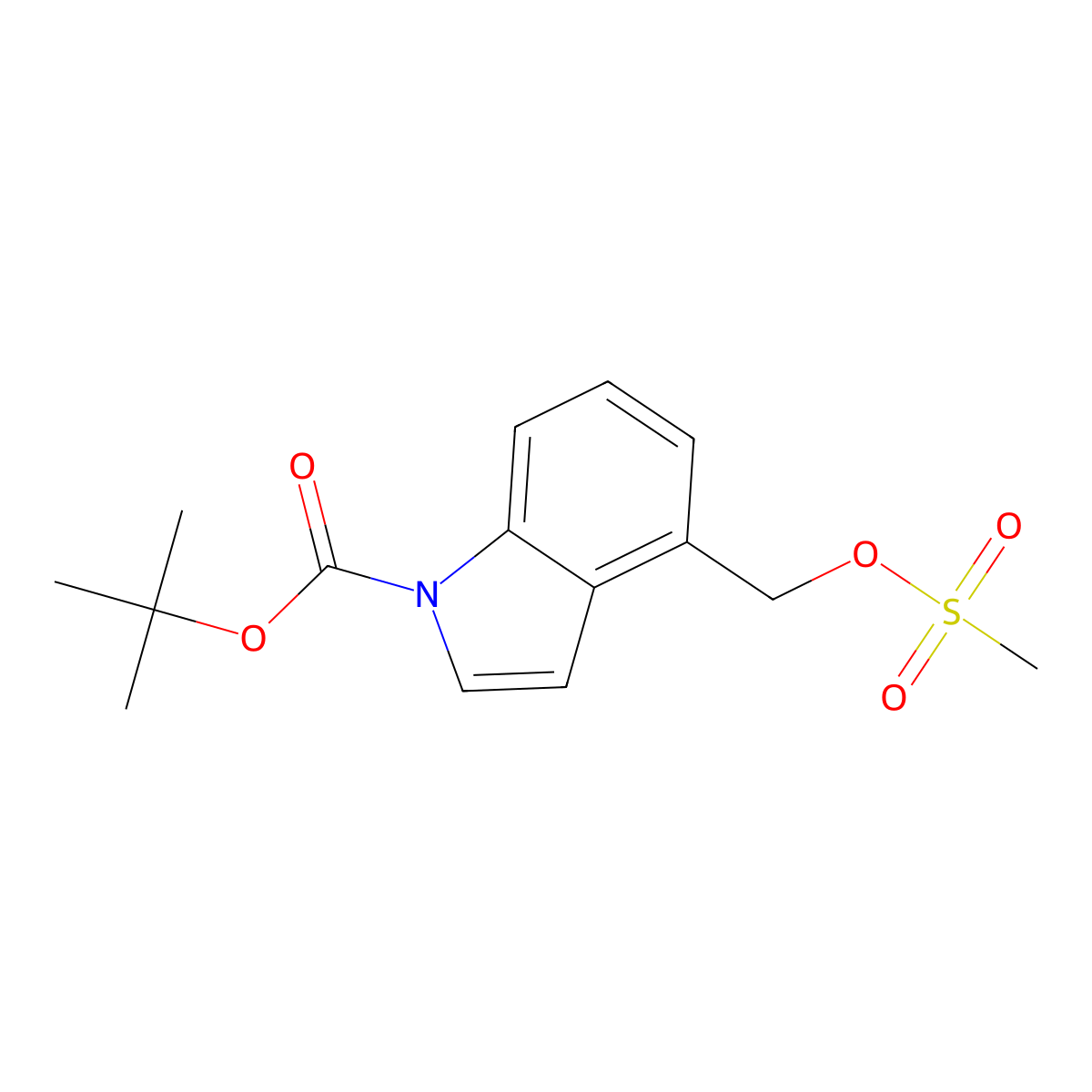 1H-Indole-1-carboxylic acid, 4-[[(methylsulfonyl)oxy]methyl]-, 1,1-dimethylethyl ester molecular structure, CAS 1056894-30-4