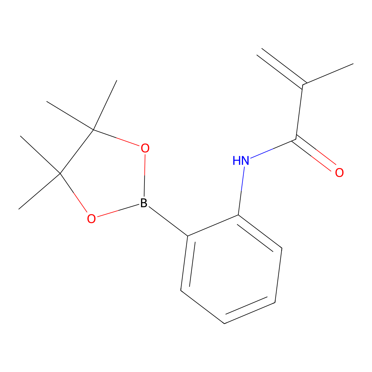 2-methyl-N-[2-(4,4,5,5-tetramethyl-1,3,2-dioxaborolan-2-yl)phenyl]prop-2-enamide molecular structure, CAS 1056904-43-8
