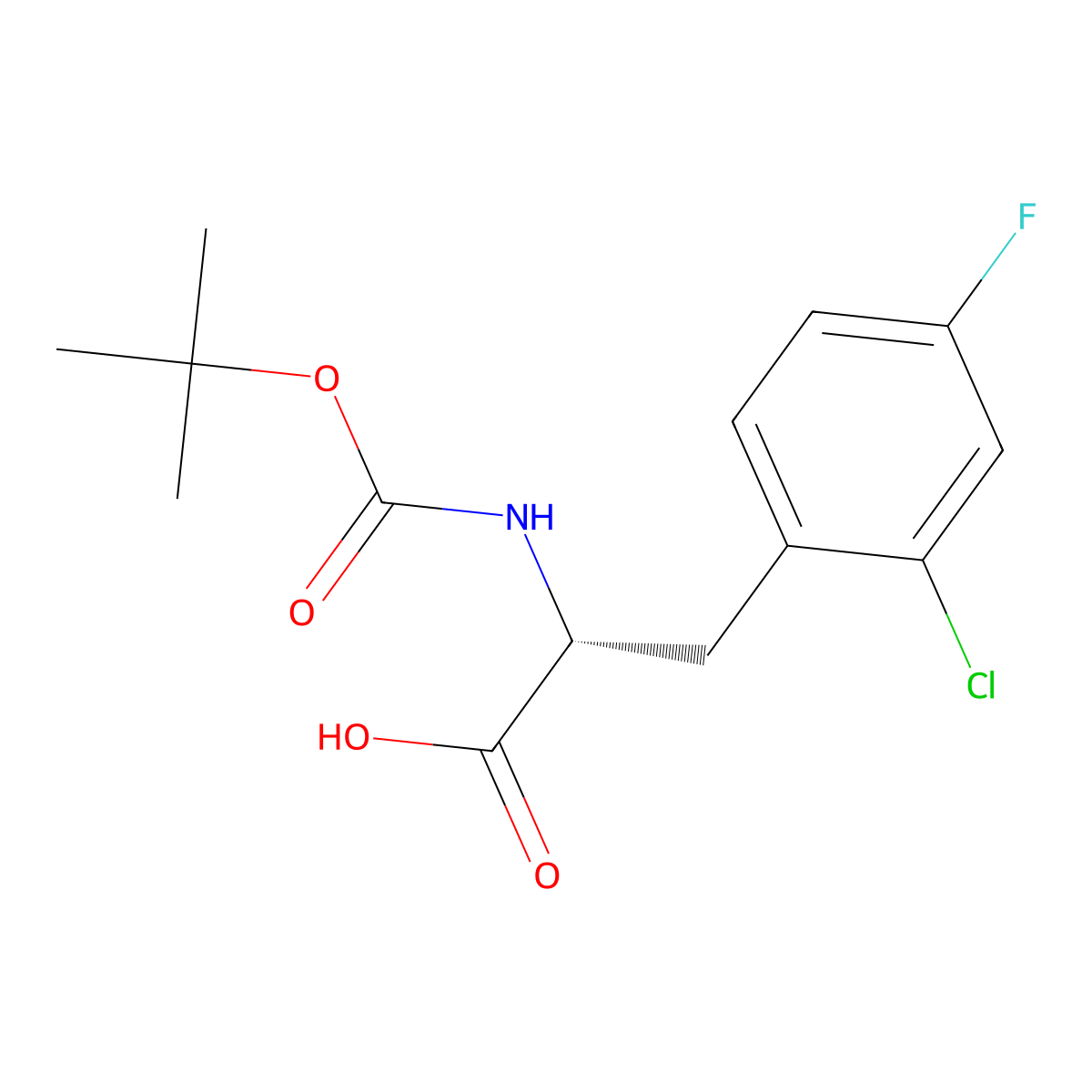 (R)-2-((tert-Butoxycarbonyl)amino)-3-(2-chloro-4-fluorophenyl)propanoic acid molecular structure, CAS 1056934-68-9