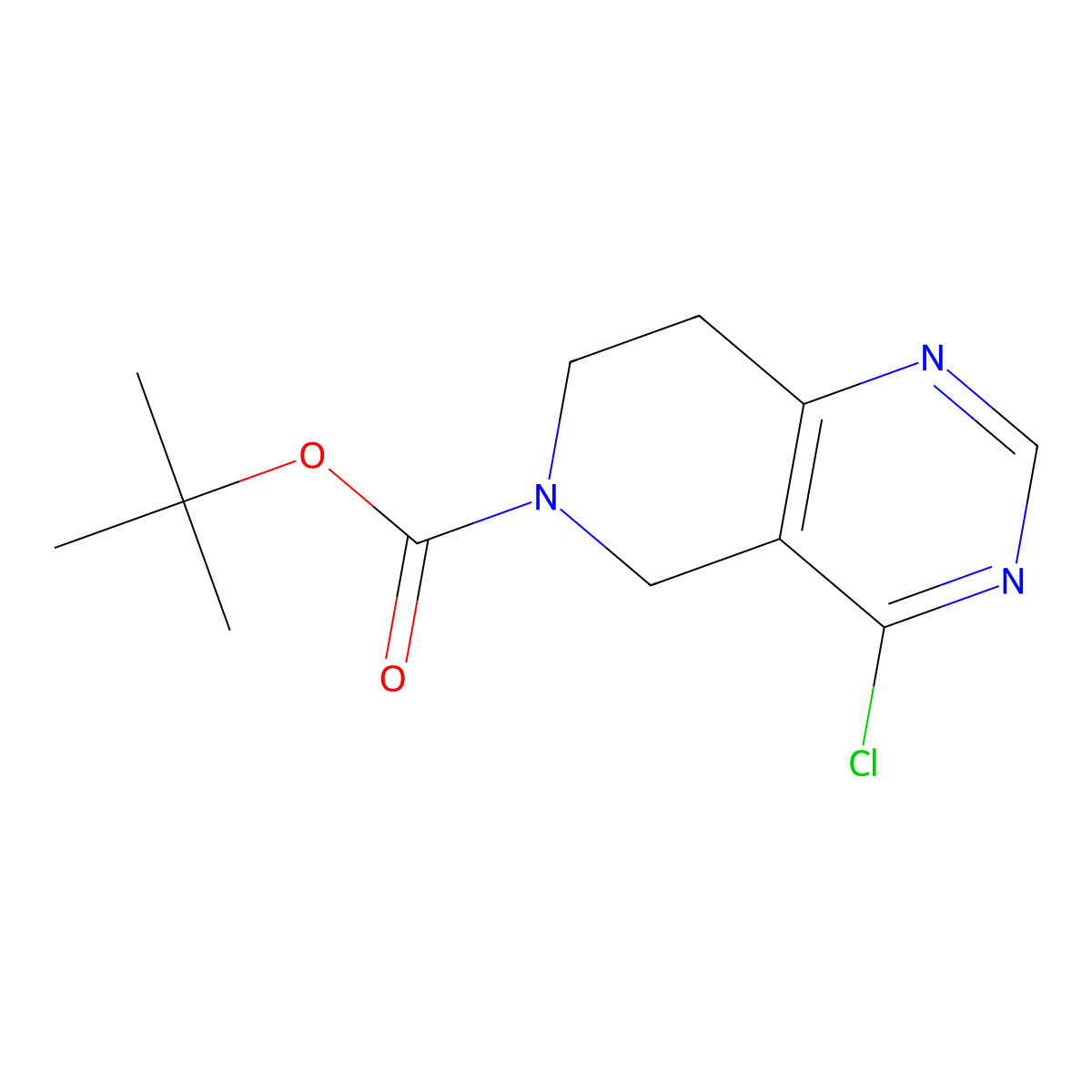 tert-butyl 4-chloro-7,8-dihydropyrido[4,3-d]pyrimidine-6(5H)-carboxylate molecular structure, CAS 1056934-87-2