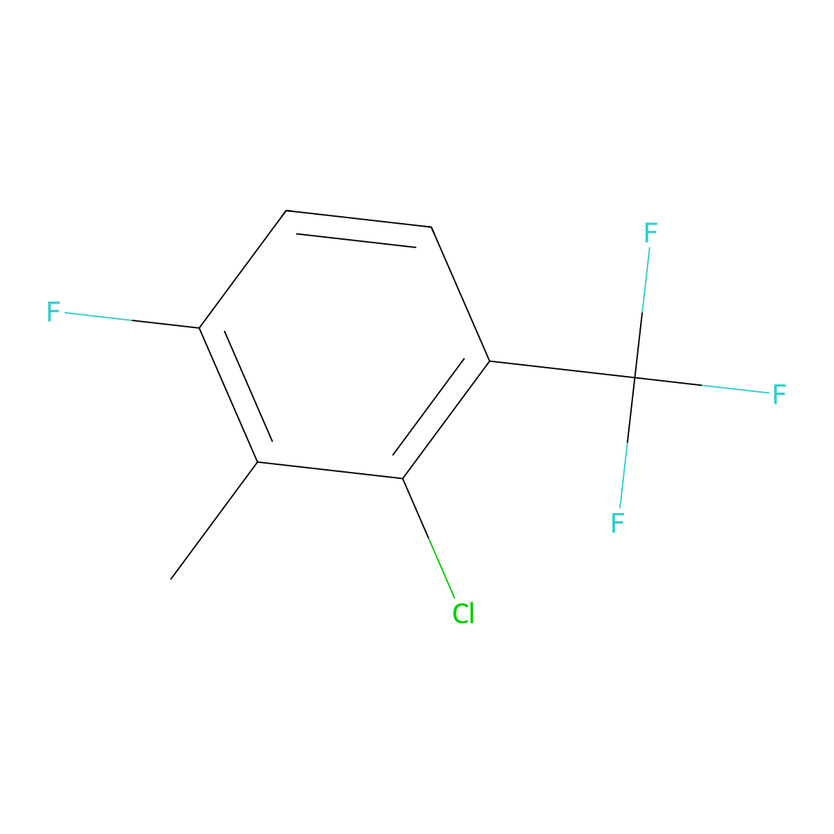 2-Chloro-4-fluoro-3-methyl-1-(trifluoromethyl)benzene molecular structure, CAS 1056942-14-3