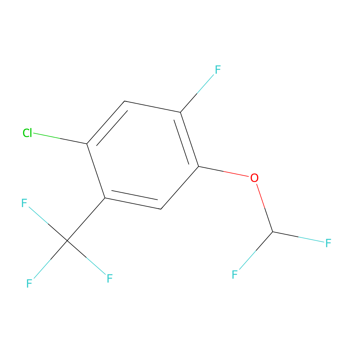1-Chloro-4-(difluoromethoxy)-5-fluoro-2-(trifluoromethyl)benzene molecular structure, CAS 1056942-38-1