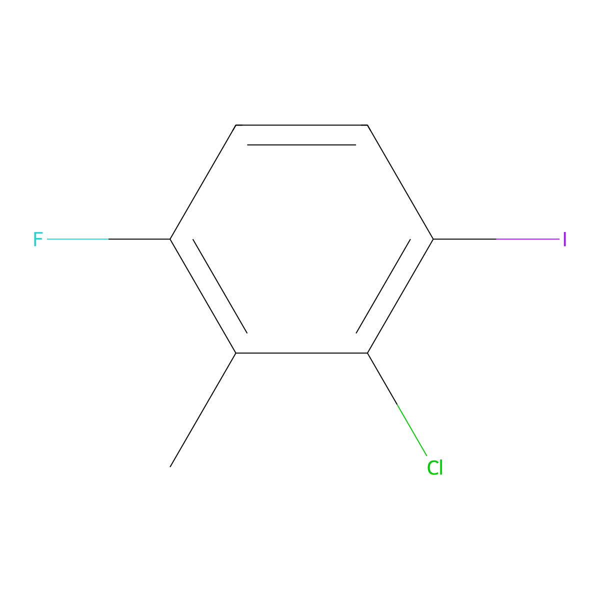 2-Chloro-4-fluoro-1-iodo-3-methylbenzene molecular structure, CAS 1056942-43-8