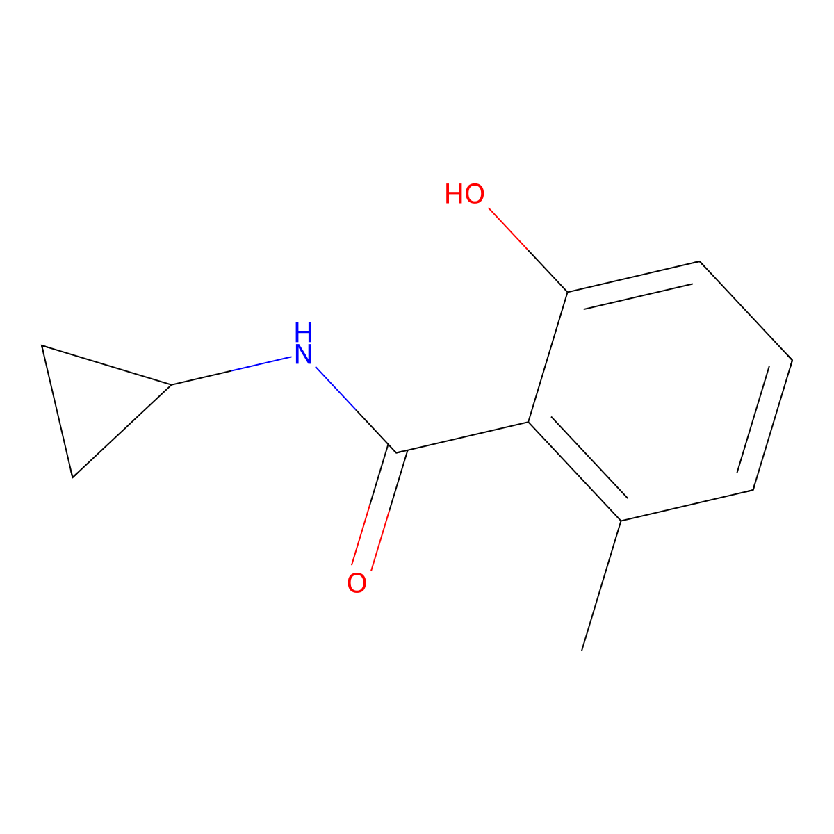 N-cyclopropyl-2-hydroxy-6-methylbenzamide molecular structure, CAS 1056954-02-9