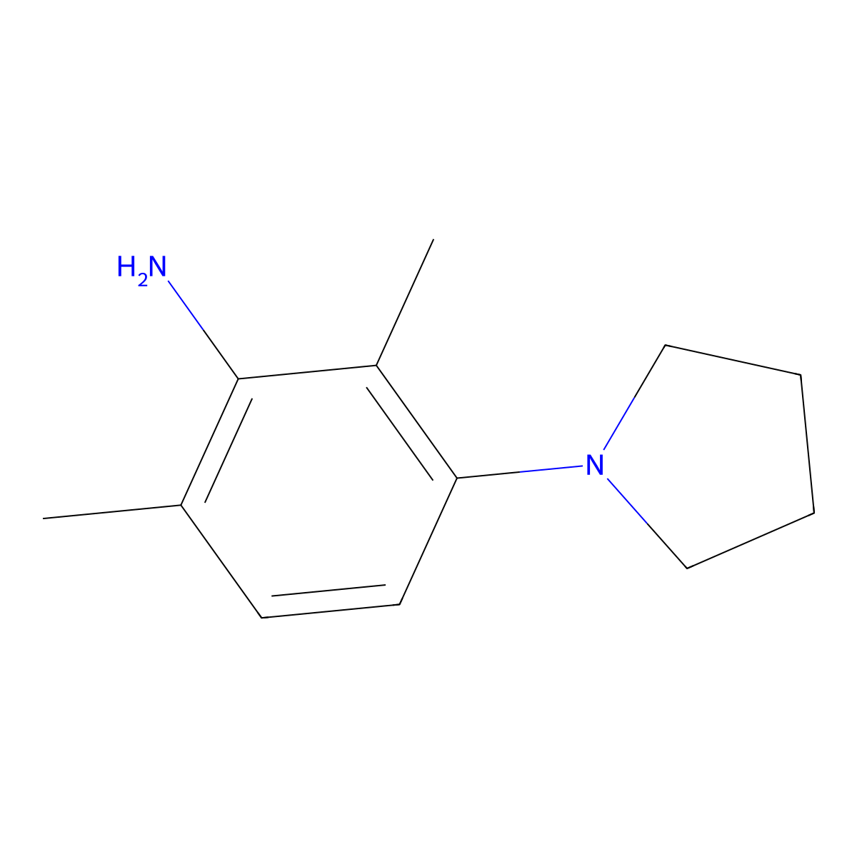 2,6-Dimethyl-3-(pyrrolidin-1-yl)aniline molecular structure, CAS 1056963-14-4