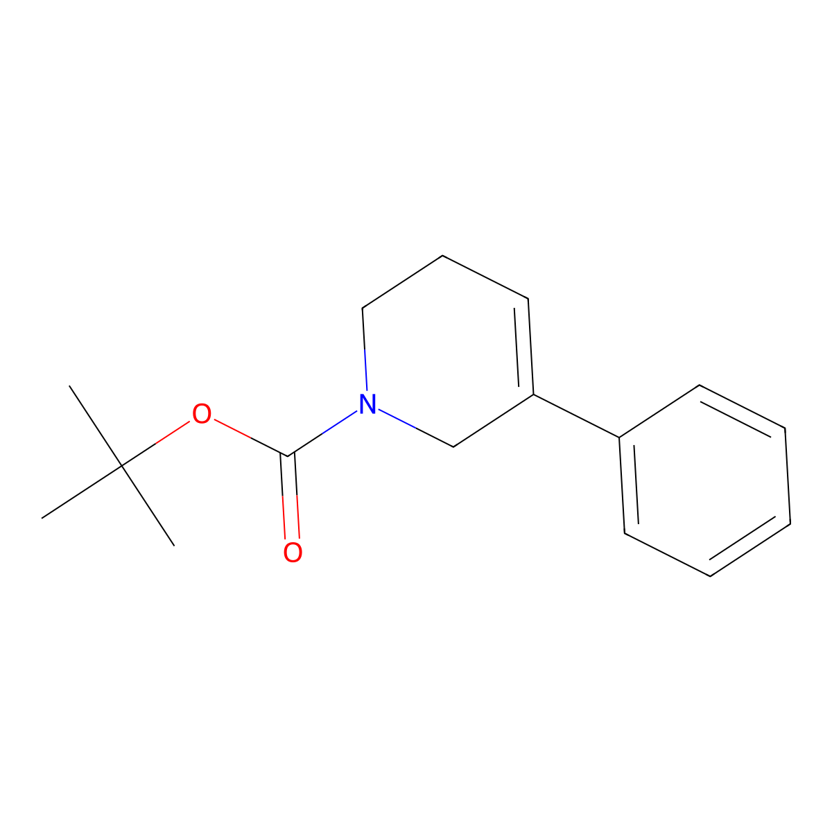 tert-butyl 5-phenyl-3,6-dihydro-2H-pyridine-1-carboxylate molecular structure, CAS 1056971-31-3