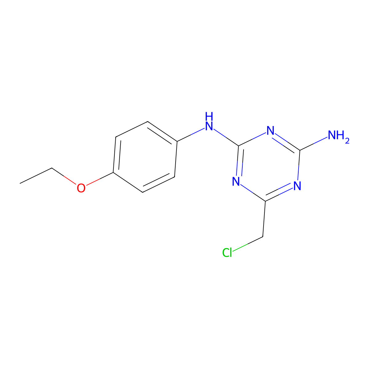 6-(chloromethyl)-N-(4-ethoxyphenyl)-1,3,5-triazine-2,4-diamine molecular structure, CAS 105704-31-2