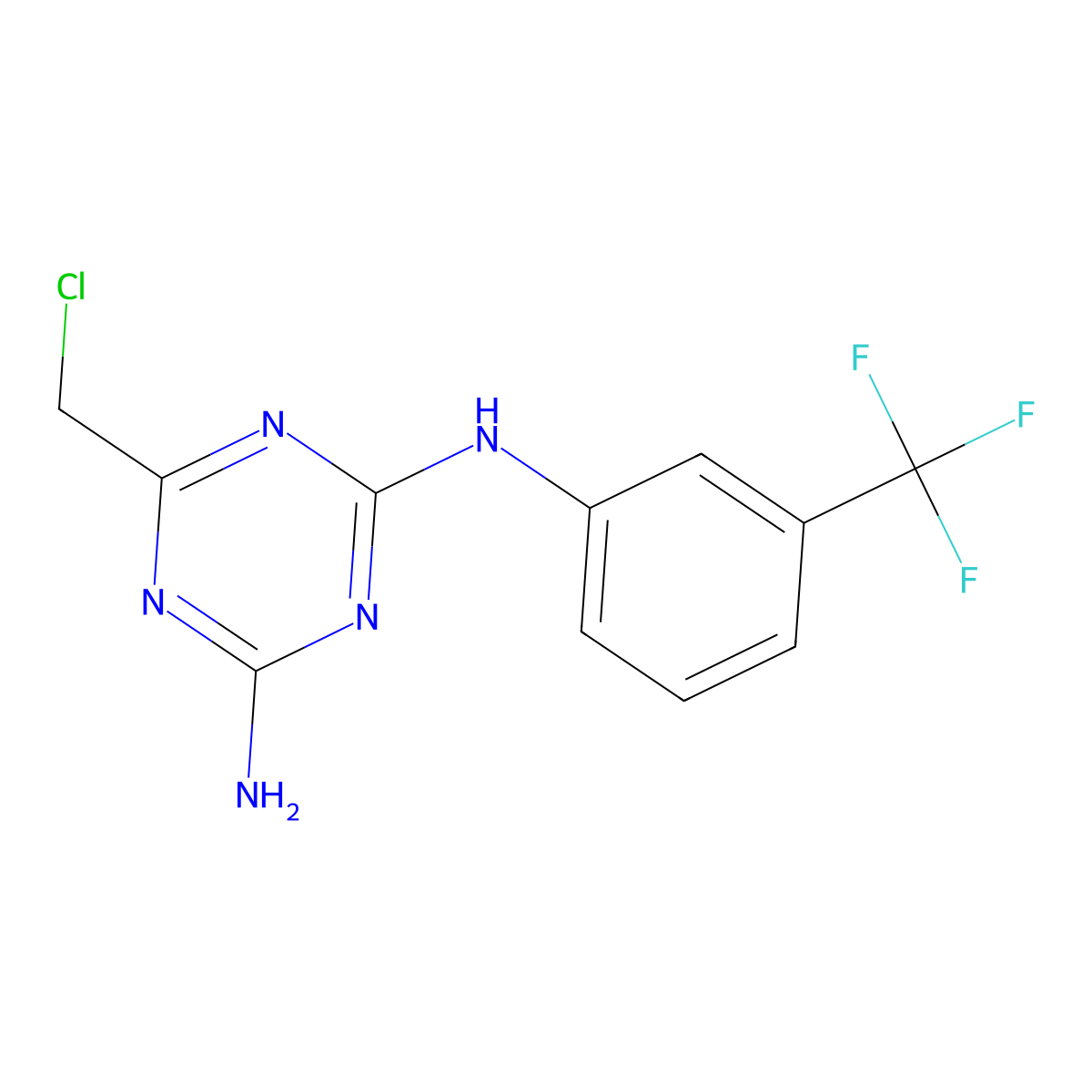 6-(chloromethyl)-N-[3-(trifluoromethyl)phenyl]-1,3,5-triazine-2,4-diamine molecular structure, CAS 105704-33-4