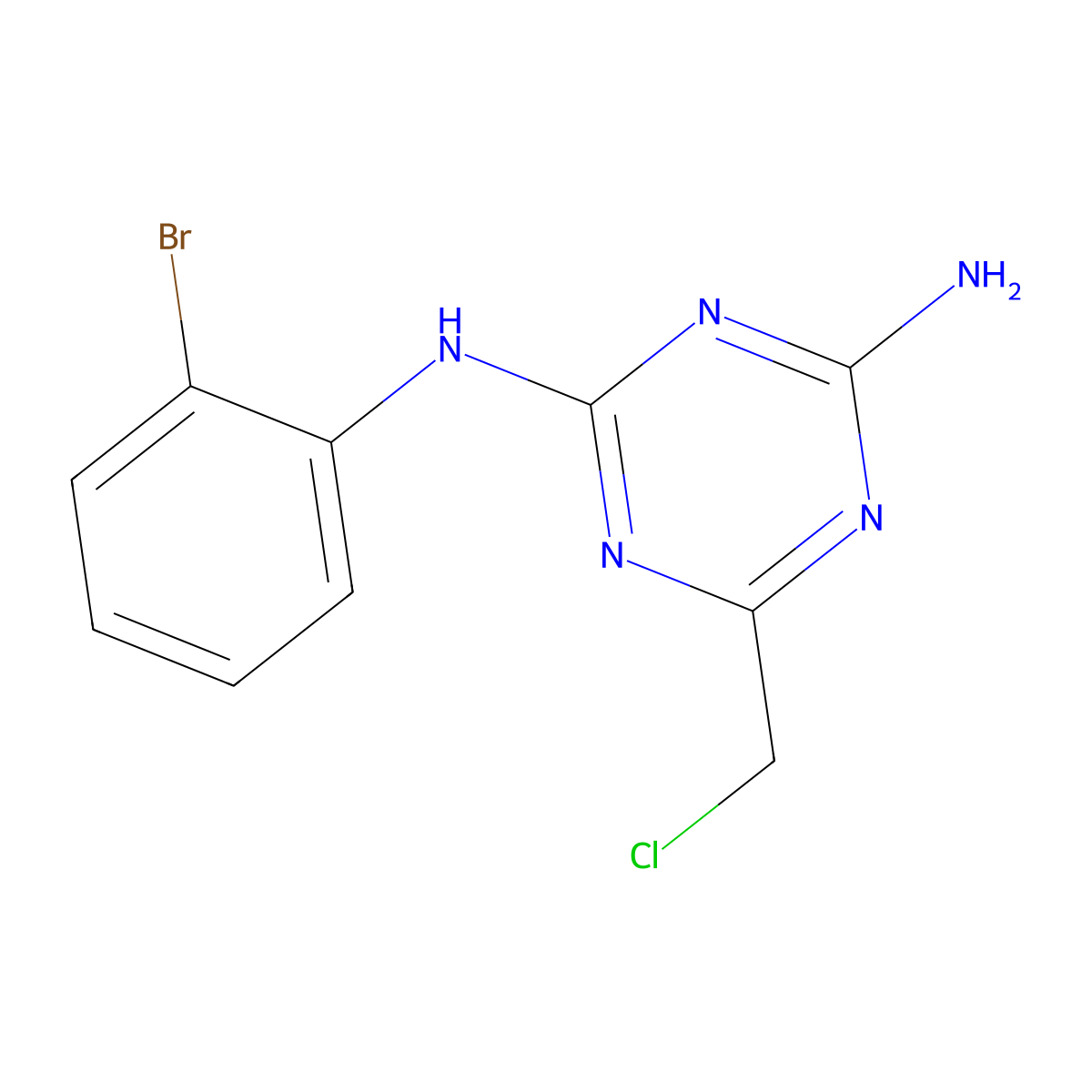 N-(2-bromophenyl)-6-(chloromethyl)-1,3,5-triazine-2,4-diamine molecular structure, CAS 105704-34-5