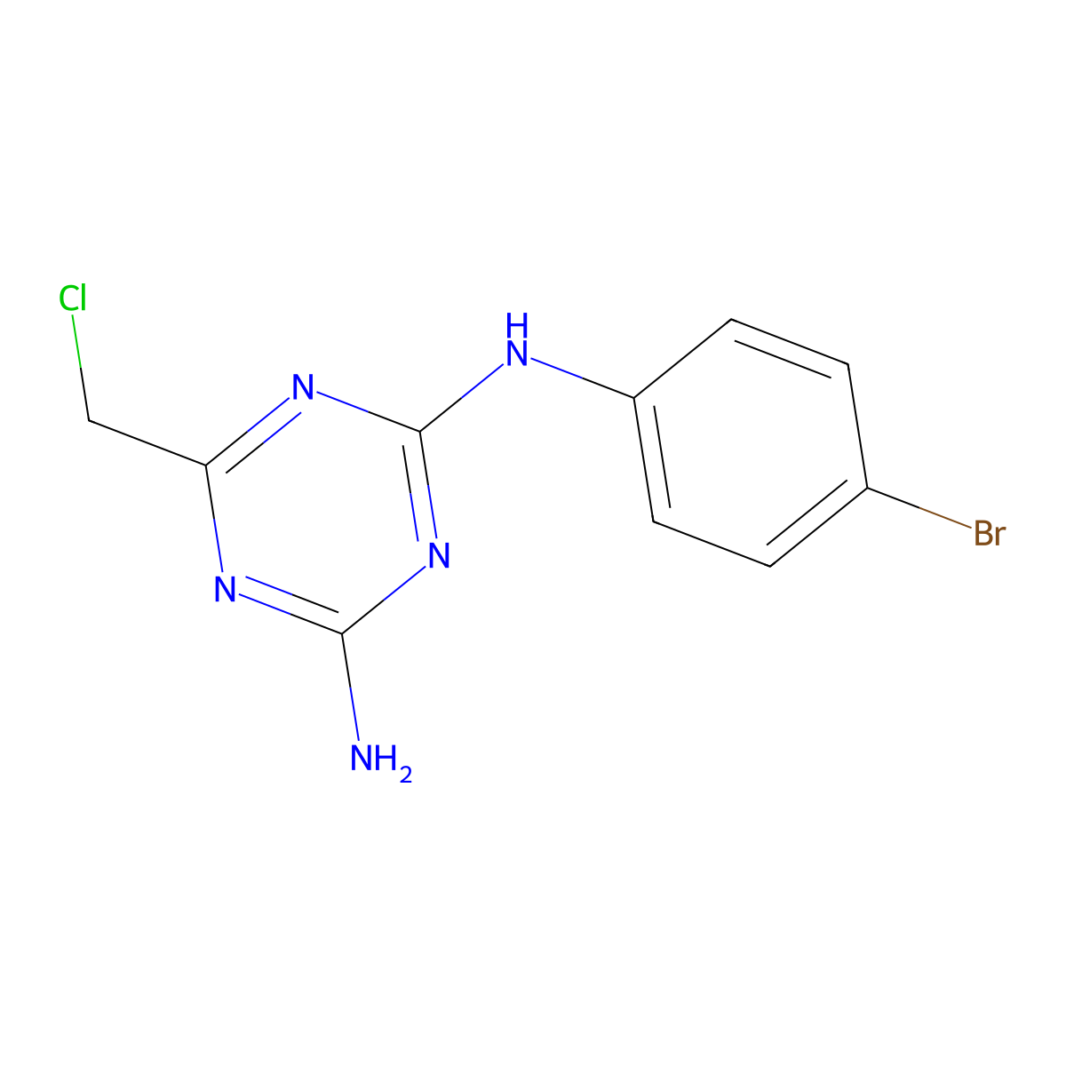 N2-(4-bromophenyl)-6-(chloromethyl)-1,3,5-triazine-2,4-diamine molecular structure, CAS 105704-35-6