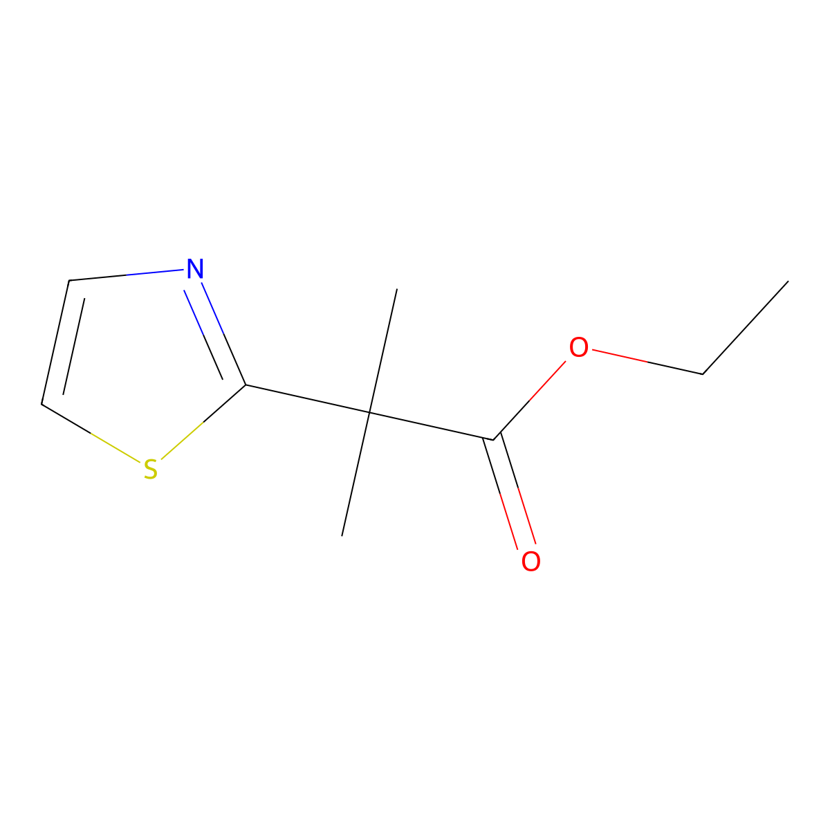 Ethyl 2-methyl-2-(thiazol-2-yl)propanoate molecular structure, CAS 1057075-85-0