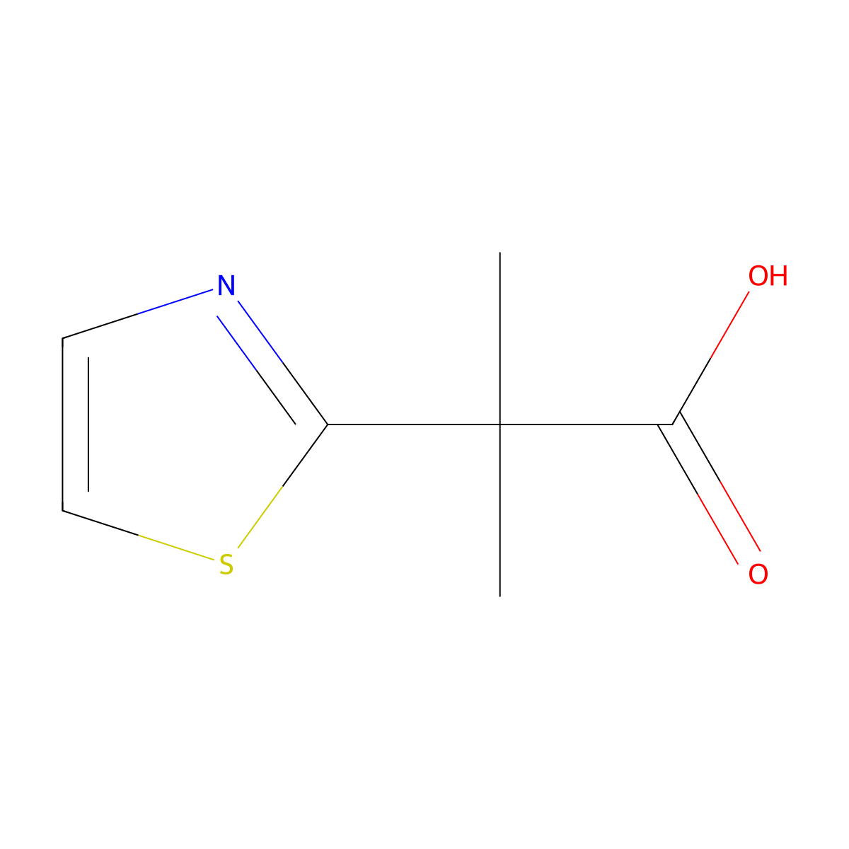 2-Methyl-2-(1,3-thiazol-2-yl)propanoic acid molecular structure, CAS 1057075-87-2