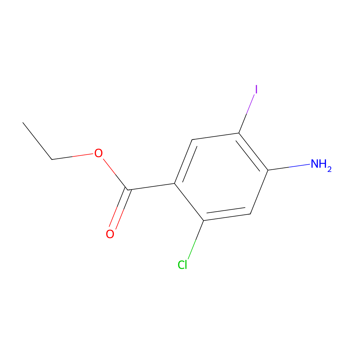 Ethyl 4-amino-2-chloro-5-iodobenzoate molecular structure, CAS 1057076-51-3
