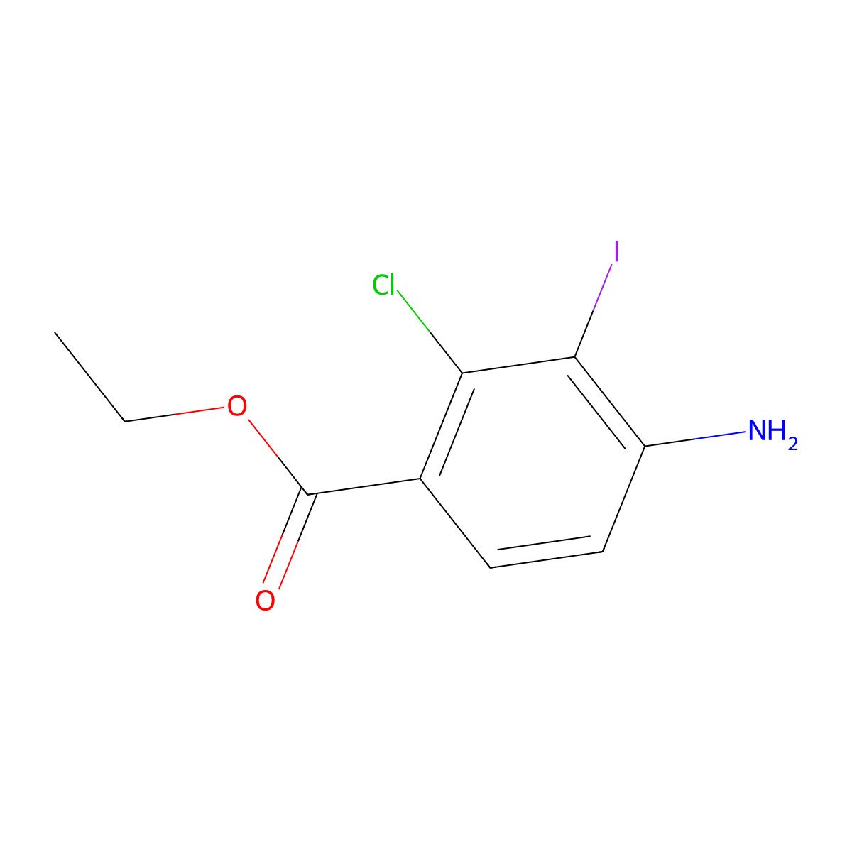 Ethyl 4-amino-2-chloro-3-iodobenzoate molecular structure, CAS 1057076-54-6