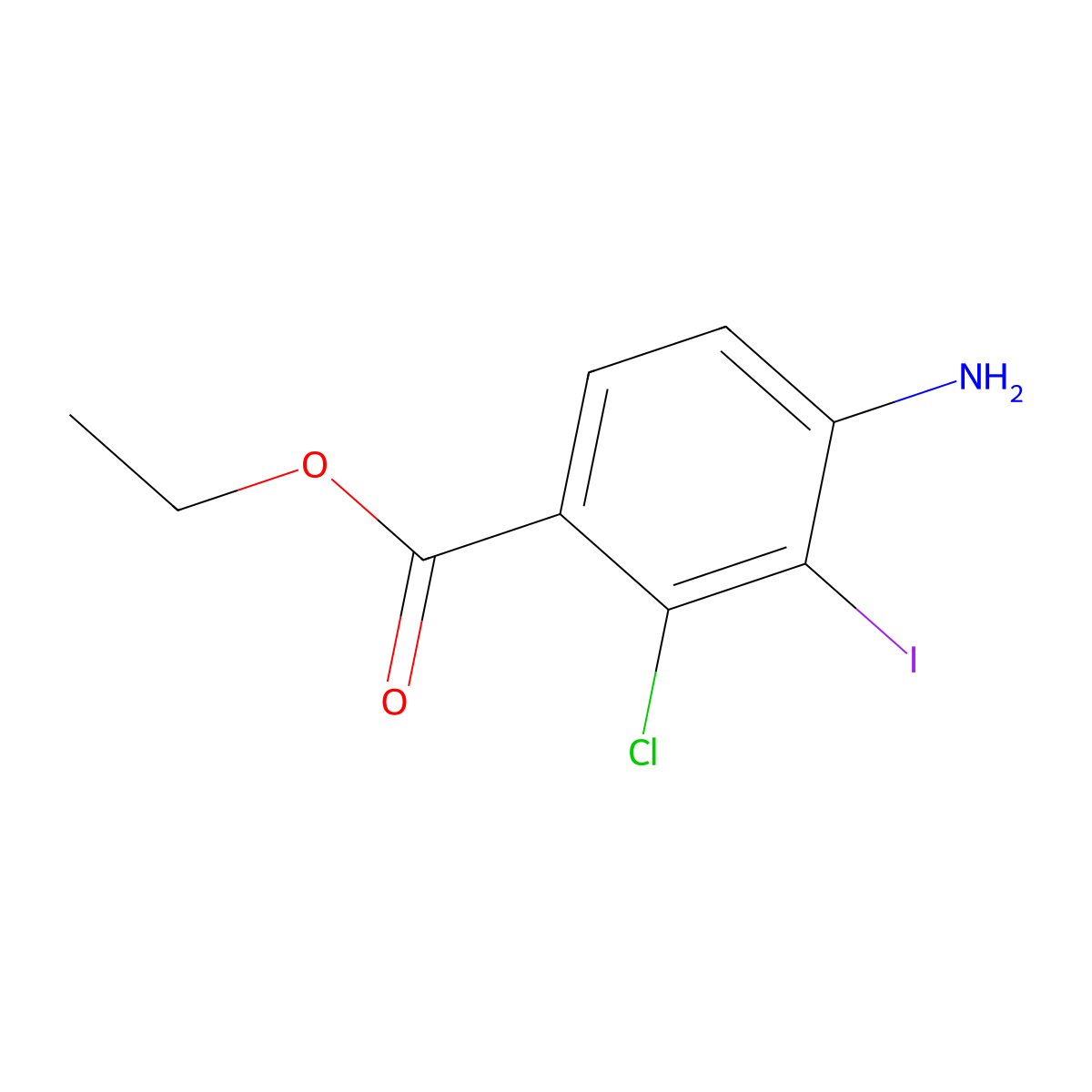 Ethyl 4-amino-2-chloro-3-iodobenzoate molecular structure, CAS 1057076-54-6