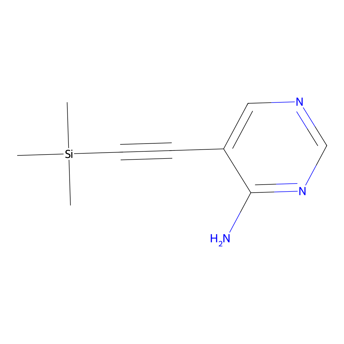 5-((Trimethylsilyl)ethynyl)pyrimidin-4-amine molecular structure, CAS 1057077-38-9