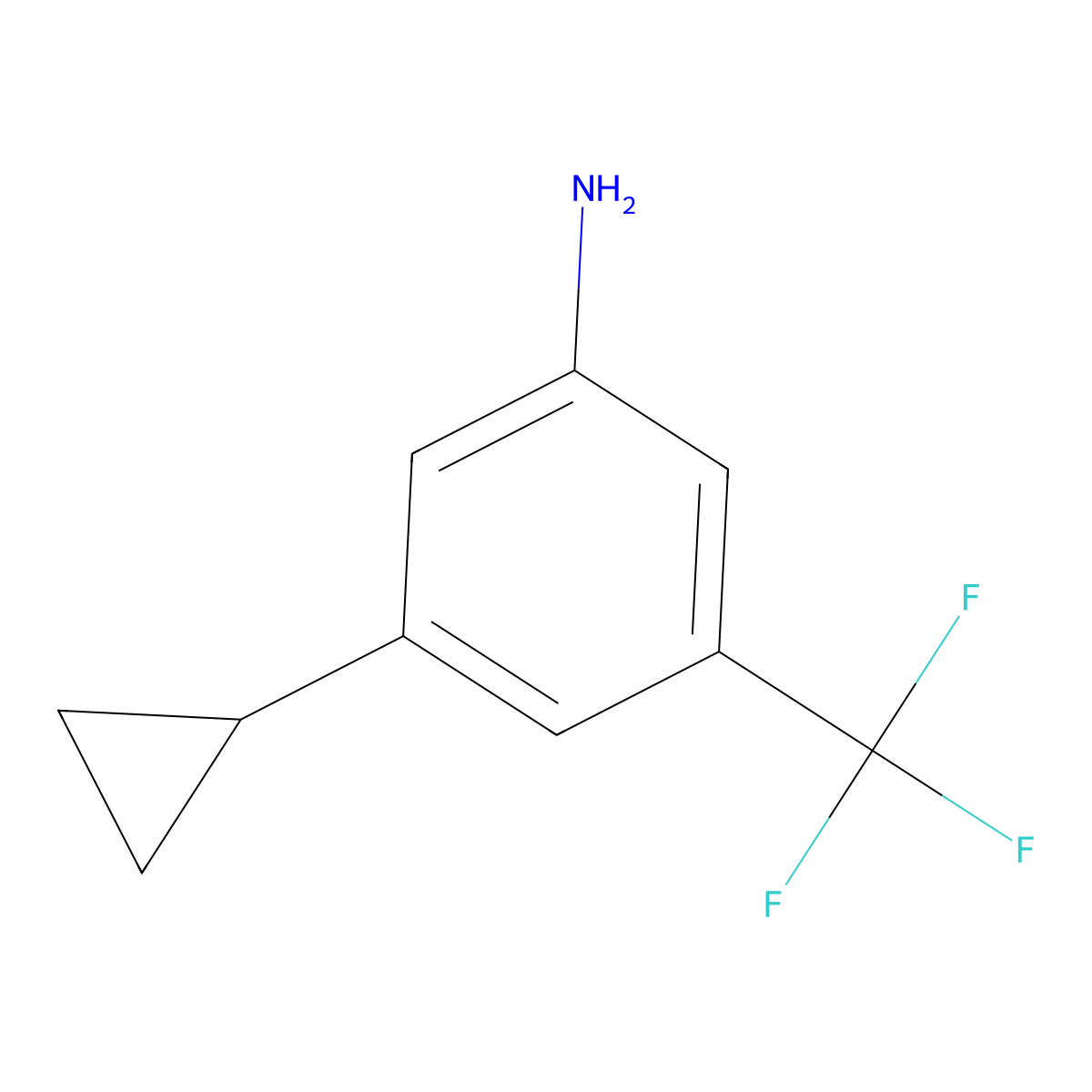 3-Cyclopropyl-5-(trifluoromethyl)aniline molecular structure, CAS 1057079-57-8