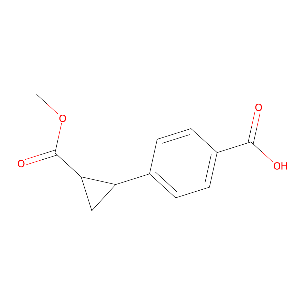 4-(2-(Methoxycarbonyl)cyclopropyl)benzoic acid molecular structure, CAS 1057107-39-7