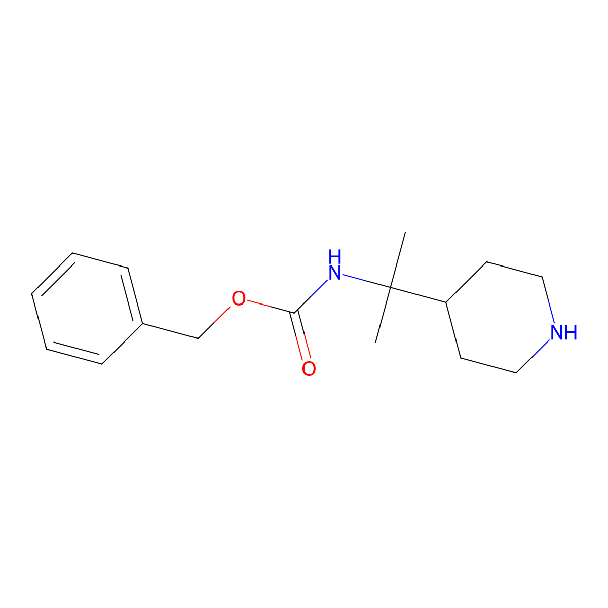 Benzyl N-[2-(piperidin-4-yl)propan-2-yl]carbamate molecular structure, CAS 1057260-89-5