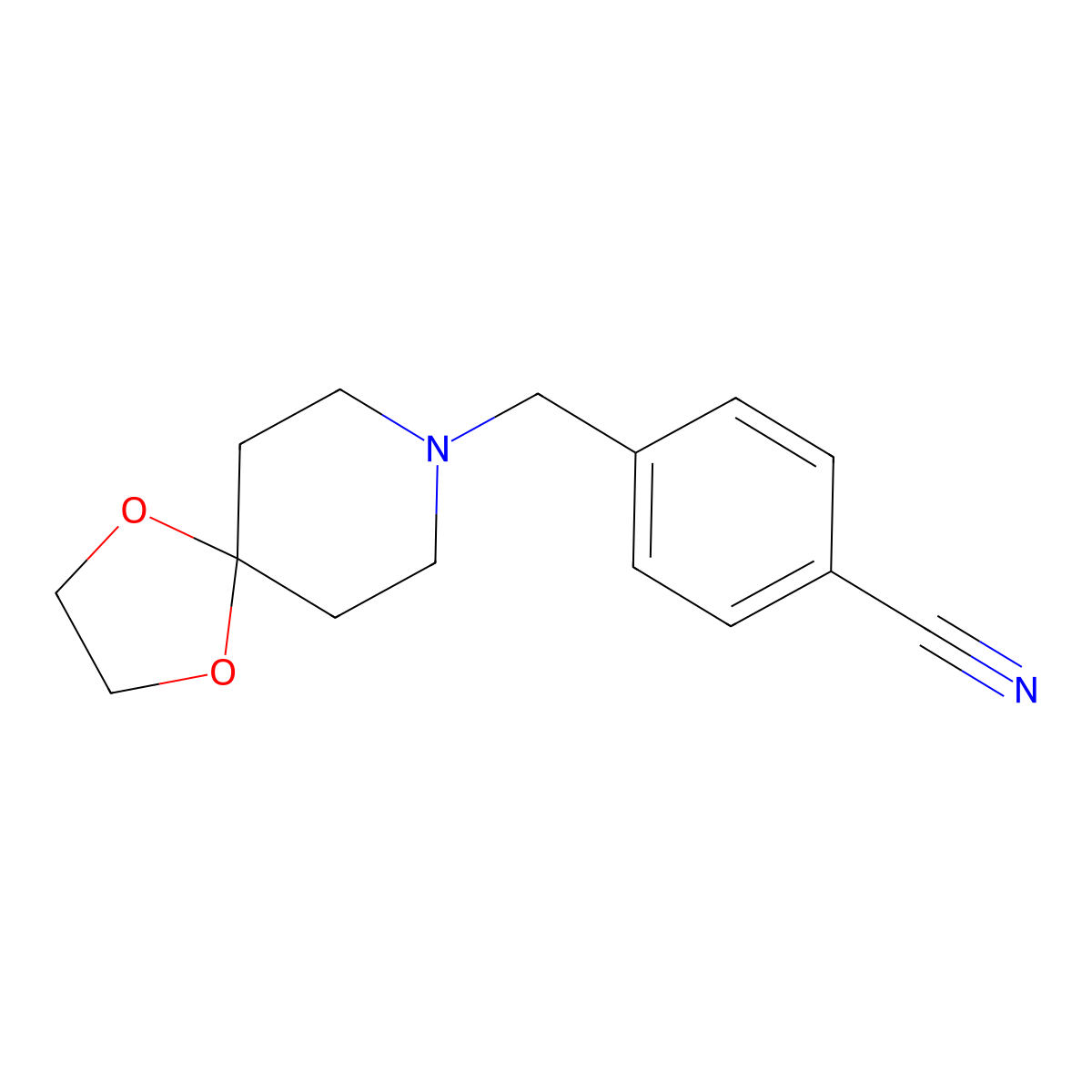 4-({1,4-Dioxa-8-azaspiro[4.5]decan-8-yl}methyl)benzonitrile molecular structure, CAS 1057268-16-2