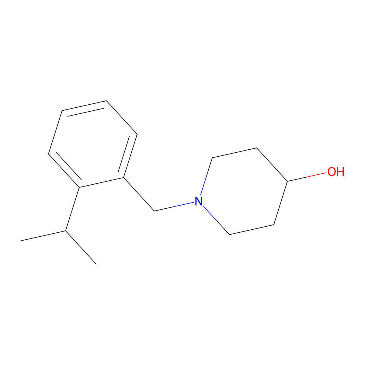 1-{[2-(Propan-2-yl)phenyl]methyl}piperidin-4-ol molecular structure, CAS 1057268-24-2