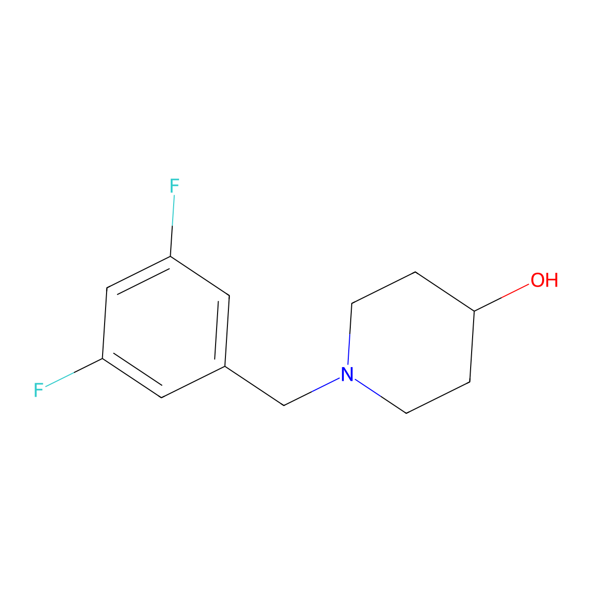 1-(3,5-Difluorobenzyl)piperidin-4-ol molecular structure, CAS 1057269-79-0