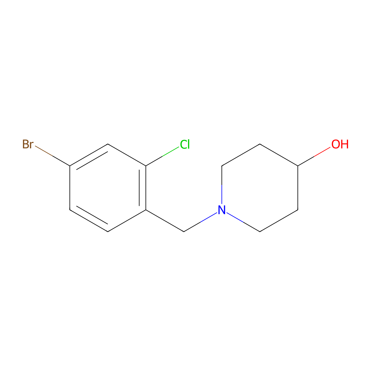 1-(4-Bromo-2-chlorobenzyl)piperidin-4-ol molecular structure, CAS 1057269-96-1