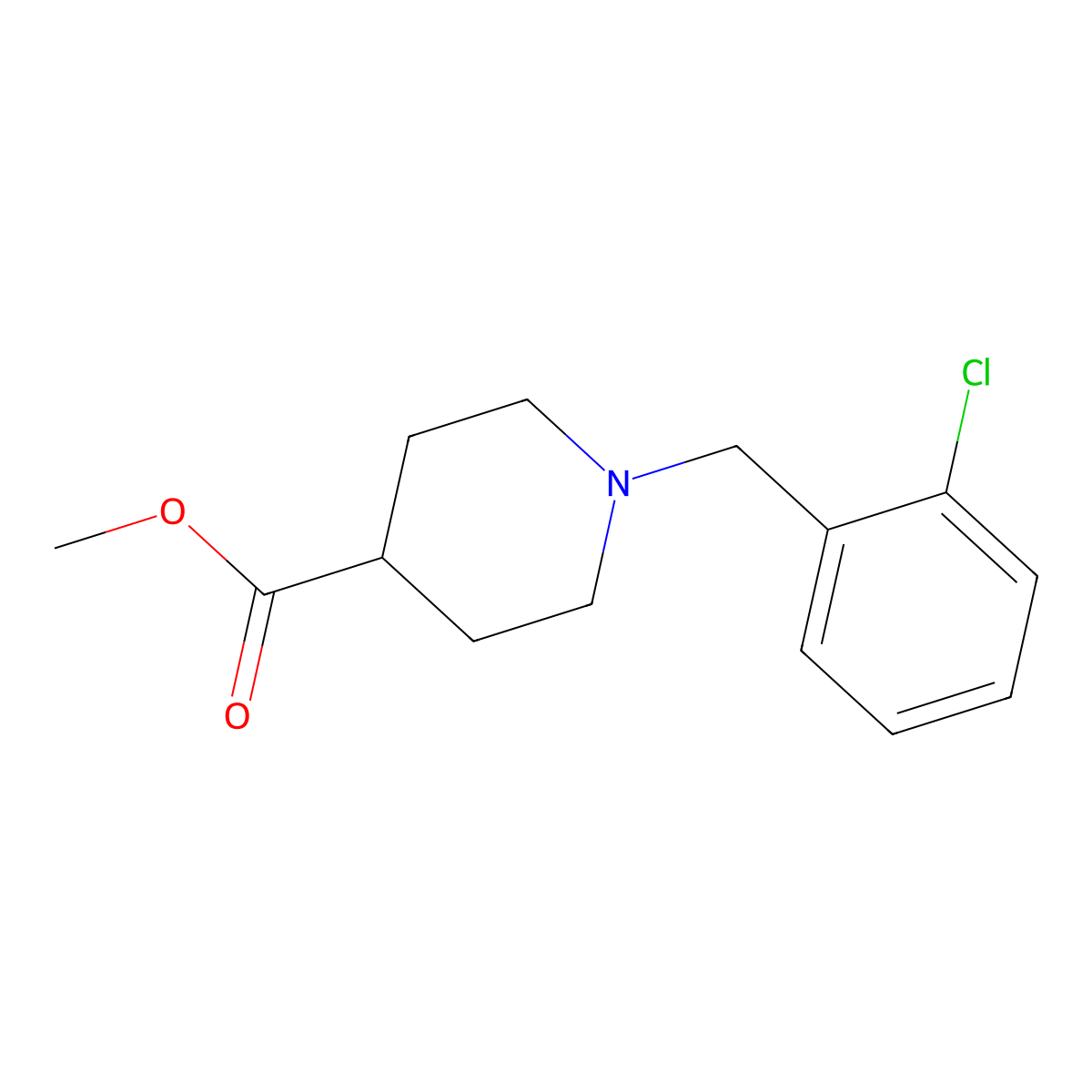 Methyl 1-[(2-chlorophenyl)methyl]piperidine-4-carboxylate molecular structure, CAS 1057273-25-2