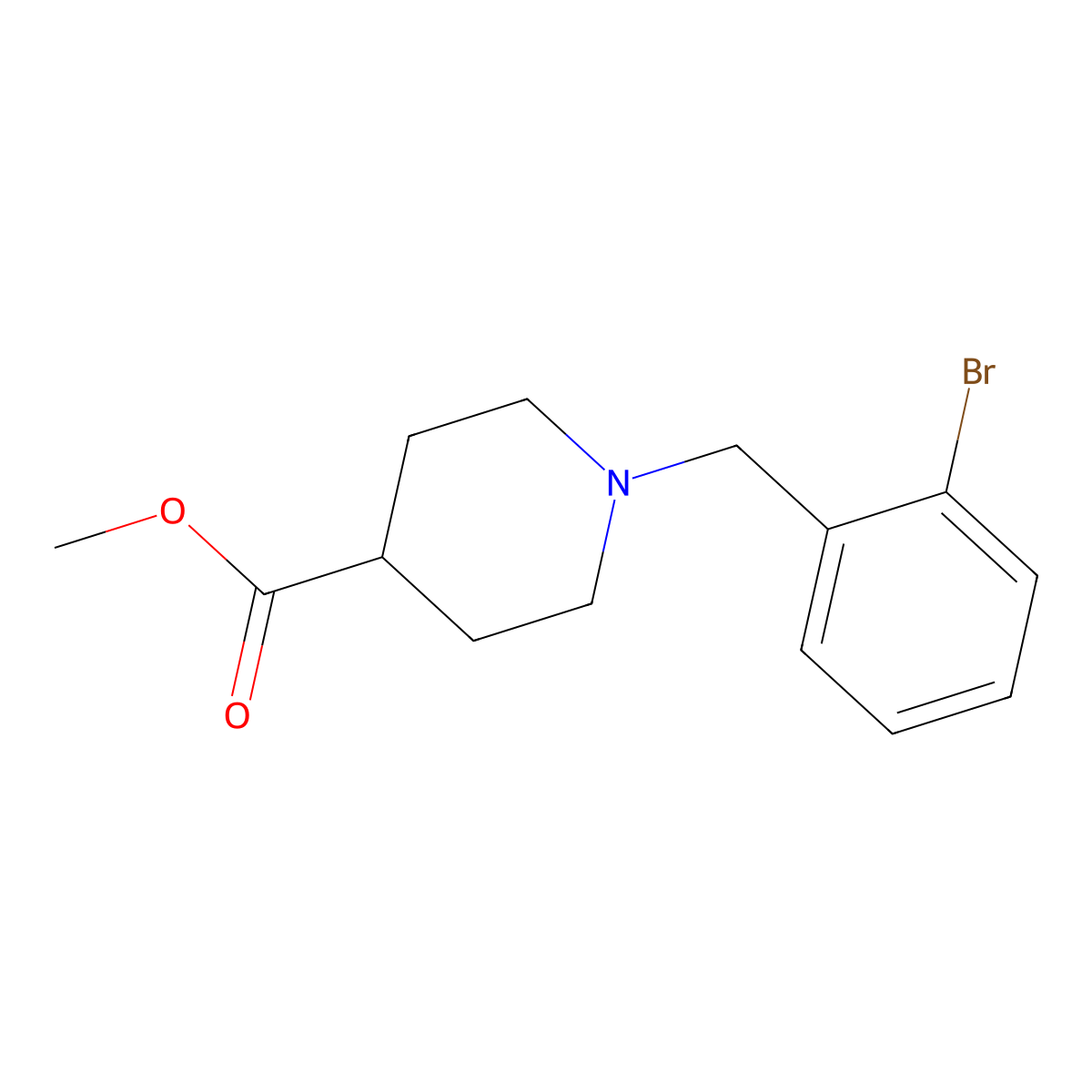 Methyl 1-[(2-bromophenyl)methyl]piperidine-4-carboxylate molecular structure, CAS 1057273-26-3