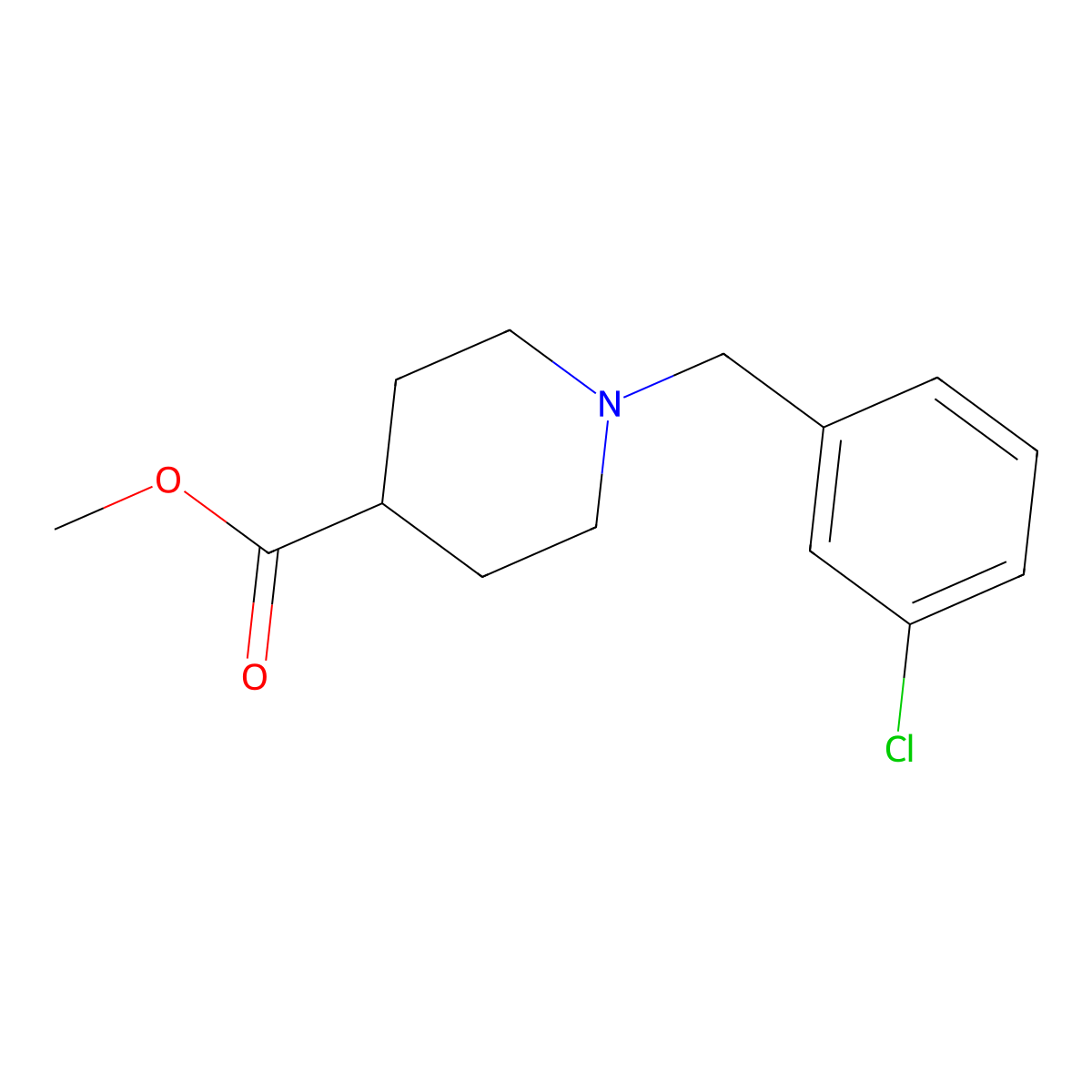 Methyl 1-[(3-chlorophenyl)methyl]piperidine-4-carboxylate molecular structure, CAS 1057273-28-5