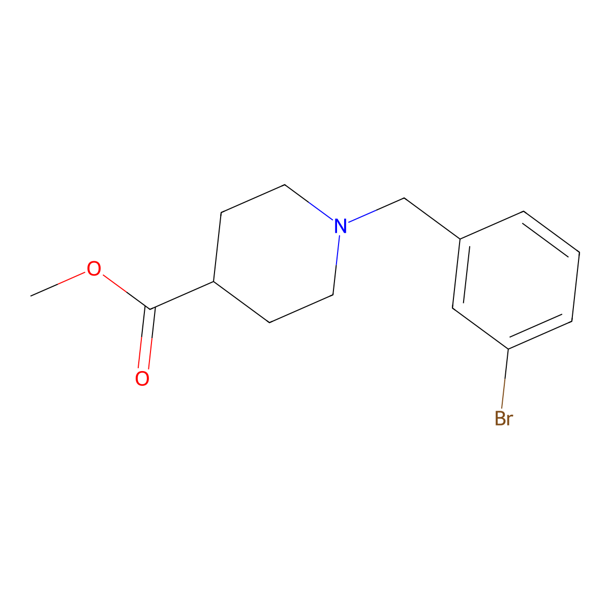 Methyl 1-[(3-bromophenyl)methyl]piperidine-4-carboxylate molecular structure, CAS 1057273-30-9