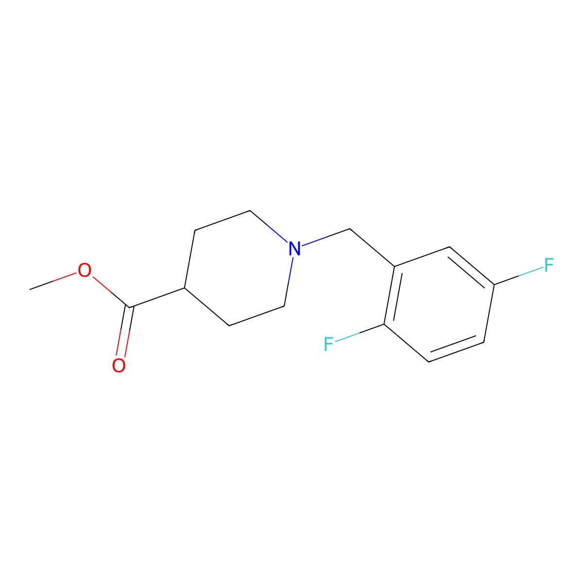 Methyl 1-[(2,5-difluorophenyl)methyl]piperidine-4-carboxylate molecular structure, CAS 1057273-55-8