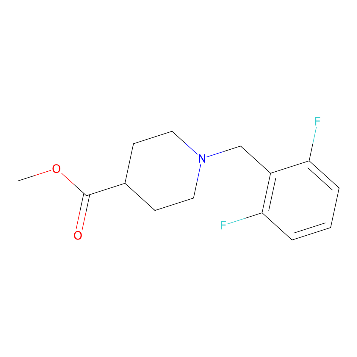 Methyl 1-[(2,6-difluorophenyl)methyl]piperidine-4-carboxylate molecular structure, CAS 1057273-56-9