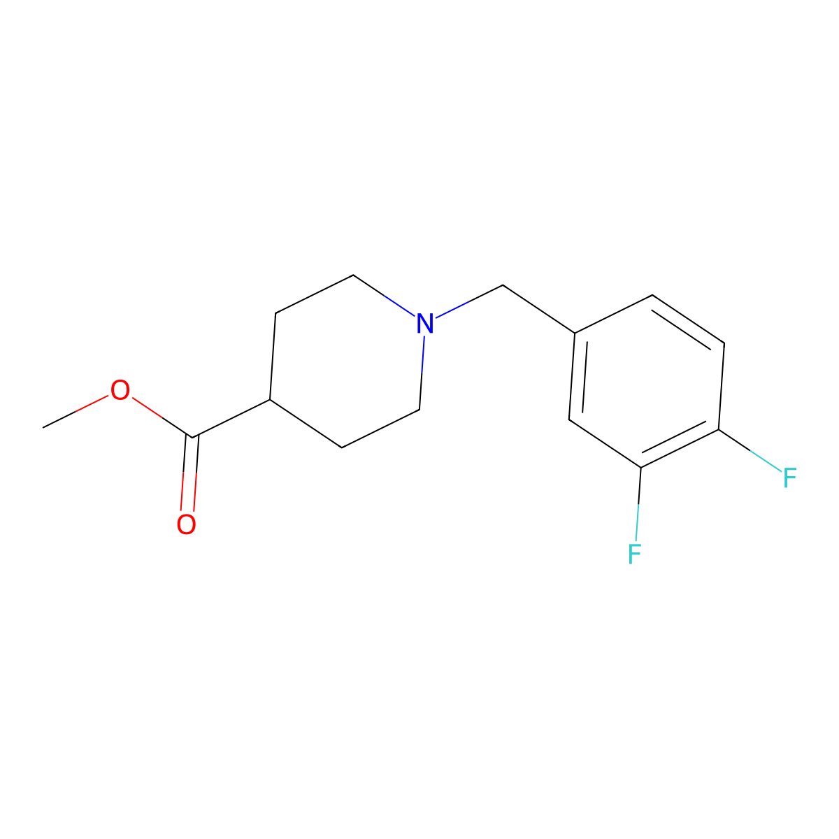 Methyl 1-[(3,4-difluorophenyl)methyl]piperidine-4-carboxylate molecular structure, CAS 1057273-57-0