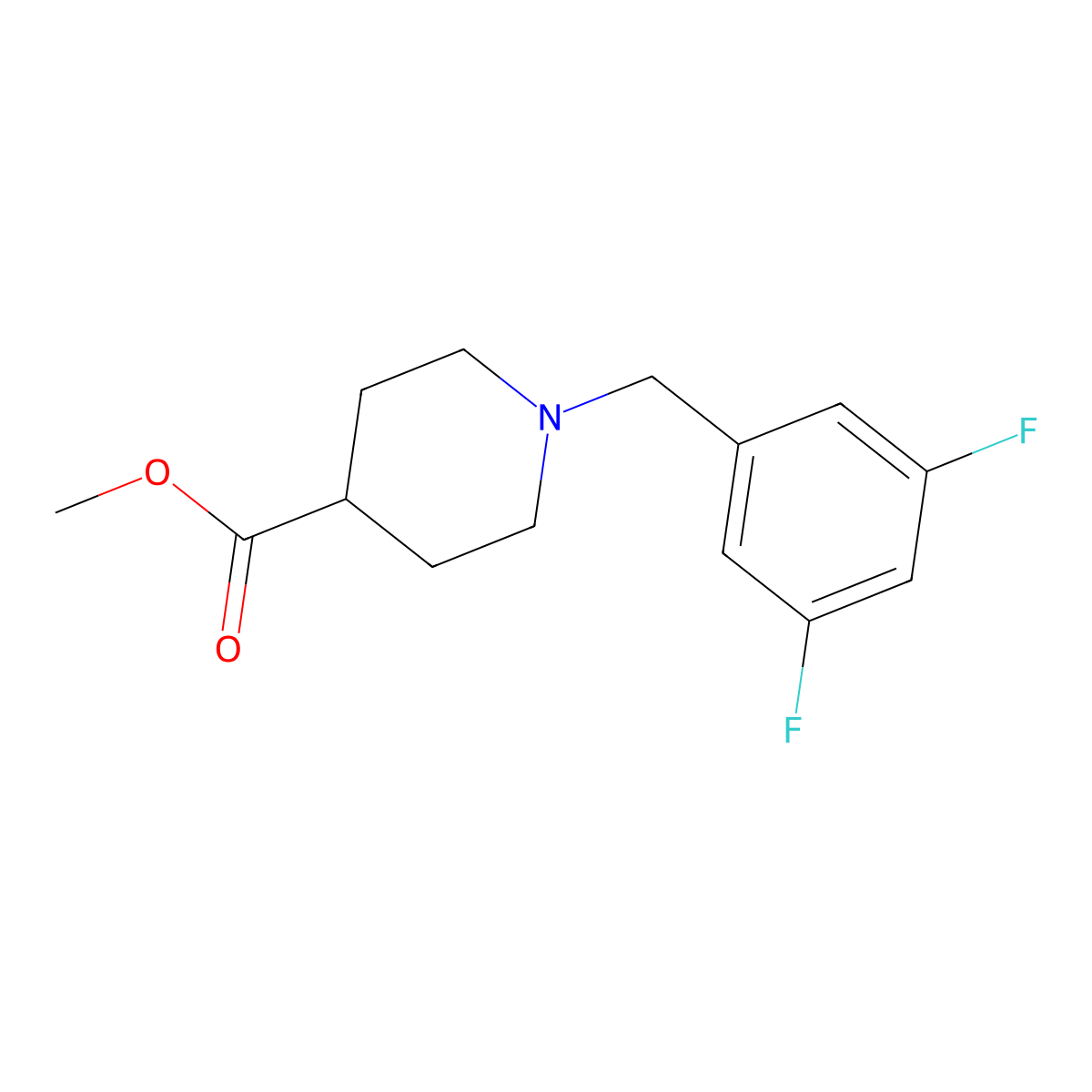 Methyl 1-[(3,5-difluorophenyl)methyl]piperidine-4-carboxylate molecular structure, CAS 1057273-58-1