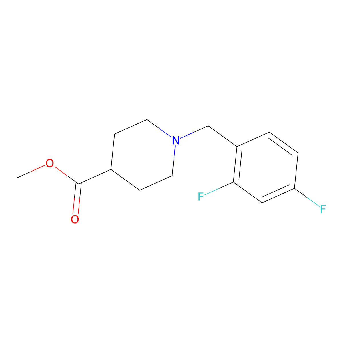 Methyl 1-[(2,4-difluorophenyl)methyl]piperidine-4-carboxylate molecular structure, CAS 1057274-40-4
