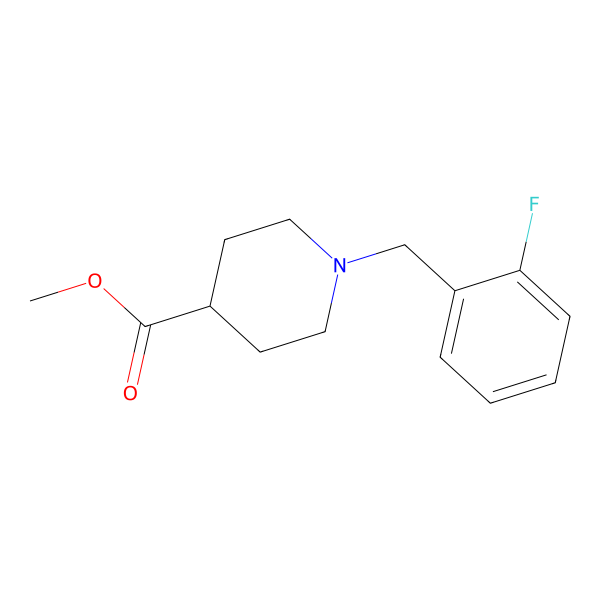 Methyl 1-[(2-fluorophenyl)methyl]piperidine-4-carboxylate molecular structure, CAS 1057276-19-3